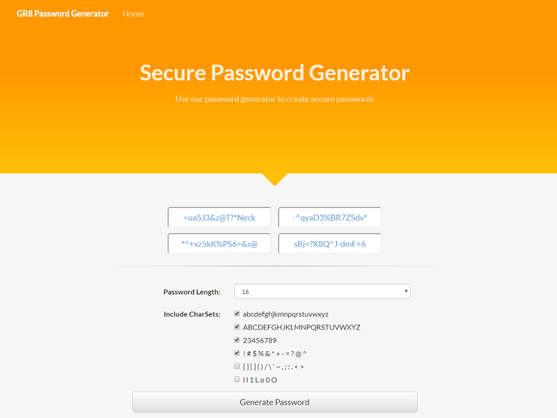 GR8 Password Generator